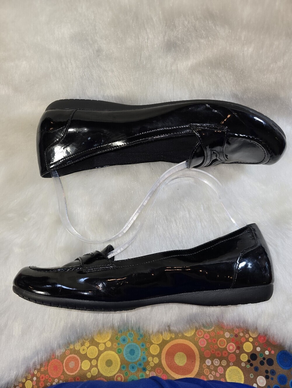 Predictions Safe-T-step Womens Black Patent Slip-on Loafers - Picture 5 of 10